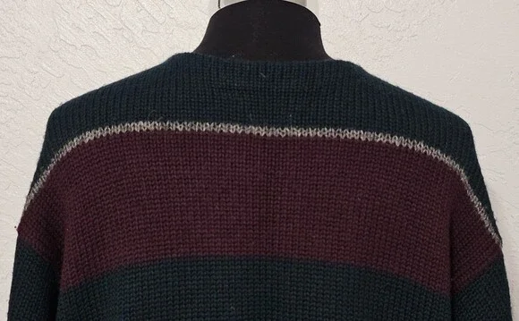 Vintage Polo Ralph Lauren Sweater Wool Handknit Colorblock Crewneck Large 90s
